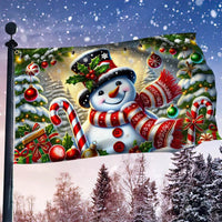 Double Sided Winter Holiday Garden Flag, Snowman Christmas House Flag, Adorable Festive Snowman Yard Flag, Seasonal Outdoor Decor