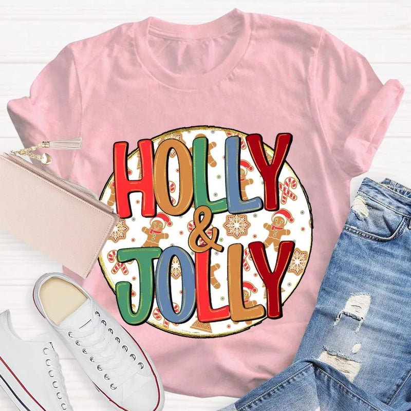 Festive Holiday Graphic T-Shirt, Holly and Jolly Christmas Shirt, Retro Merry Christmas Tee, Adorable Winter Holiday Shirt, Unisex Xmas Present