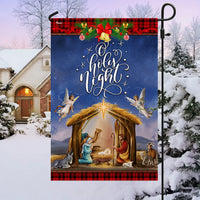 O Holy Night Christmas Yard Flag, Nativity Scene Garden Flag, Double-Sided Religious Holiday Outdoor Banner, Christian Xmas Lawn Flag