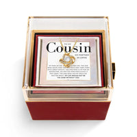 Sentimental Cousin Necklace, To My Cousin Love Knot Necklace, Sparkling Gold Finish Pendant Necklace, Rose Box Birthday Christmas Present
