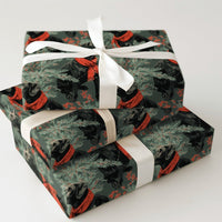 Red Scarf Dog Gift Wrap, Black Labrador Wrapping Paper, Christmas Lab Wrapping Paper, Winter Pine Pet Gift Wrap, Dog Lover Holiday Paper