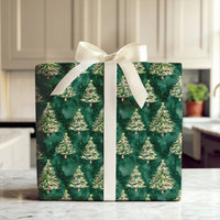 Watercolor Winter Tree Gift Wrap, Snowy Forest Christmas Wrapping Paper, Woodland Pine Wrapping Paper, Holiday Present Supplies