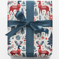 Scandinavian Folk Gift Wrap, Nordic Reindeer Wrapping Paper, Winter Stag Christmas Wrapping Paper, Rustic Holiday Gift Wrap