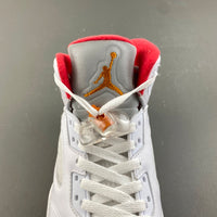 Retro High Top Sneakers, White Orange Colorway, Lace Up Design, Casual Gift for Sneaker Fans