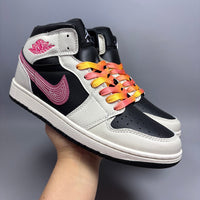 High Top Sneakers, Black Pink Colorway, Lace Up Design, Casual Gift for Sneaker Fans