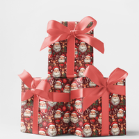 Holiday Hoopla Gift Wrap, Santa and Reindeer Wrapping Paper, Adorable Christmas Wrapping Paper, Santa Gift Wrap Roll, Festive Xmas Present Wrap