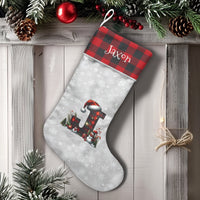 Personalized Letter J Xmas Stocking, Monogram Letter J Christmas Stocking, Custom Name Christmas Stocking, Festive Holiday Decor Stocking