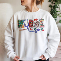 Festive Stethoscope Sweatshirt, Nurse Christmas Sweatshirt, Holiday Medical Crewneck, Healthcare Worker Sweatshirt, Winter Nurse Present