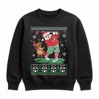 Humorous Reindeer Golfer Sweater, Golf Santa Christmas Sweatshirt, Holiday Golfing Graphic Crewneck, Ugly Christmas Golfer Pullover Present