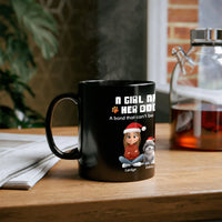 Custom Pet Owner Ceramic Coffee Mug, Personalized Girl and Her Dog Christmas Mug, Winter Holiday Drinkware Present for Dog Lovers