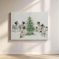 Vintage Dog Canvas Print, Jack Russell Terrier Christmas Canvas Art, Holiday Pet Canvas Wall Art, Festive Puppy Wall Decor, Dog Lover Present