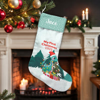 Baby First Christmas Stocking, Personalized Dinosaur Christmas Stocking, Custom Name Dino Holiday Stocking, Adorable Baby Shower Keepsake Present