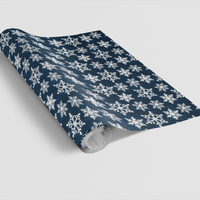 Winter Holiday Gift Wrap Roll, Navy Blue Snowflake Wrapping Paper, Elegant Snowflake Present Paper, Festive Christmas Wrapping Paper