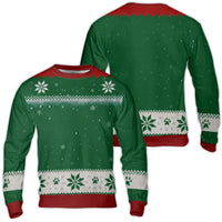Snowflake Dog Paw Holiday Sweatshirt, Christmas Paw Print Ugly Sweater, Festive Pet Lover Xmas Crewneck, Dog Lover Ugly Sweater Holiday Present