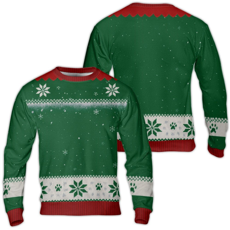 Snowflake Dog Paw Holiday Sweatshirt, Christmas Paw Print Ugly Sweater, Festive Pet Lover Xmas Crewneck, Dog Lover Ugly Sweater Holiday Present