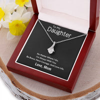 Ribbon Pendant Necklace, Daughter Necklace from Mom, 14k White Gold Finish Sparkle Necklace, Birthday Present for Daughter, Christmas Keepsake
