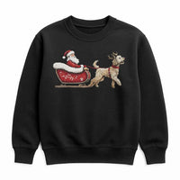 Santa Sleigh Dog Lover Sweatshirt, Goldendoodle Christmas Sweatshirt, Adorable Xmas Puppy Graphic Crewneck, Holiday Pet Owner Present Sweatshirt