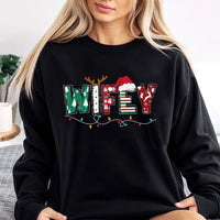 Festive Married Holiday Sweater, Wifey Christmas Sweatshirt, Matching Couple Xmas Crewneck Pullover, Adorable Winter Present for Wife