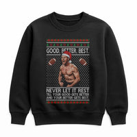 Humorous Holiday Football Crewneck, Football Player Ugly Christmas Sweatshirt, Motivational Quote Football Pullover, Sports Fan Xmas Present