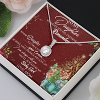 Cubic Zirconia Pendant Necklace, To My Daughter Necklace from Mom, White Gold Over Stainless Steel Jewelry, Birthday Christmas Keepsake Present