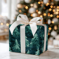 Dark Forest Woodland Gift Wrap, Watercolor Pine Tree Wrapping Paper, Christmas Tree Wrapping Paper, Rustic Winter Holiday Present Paper