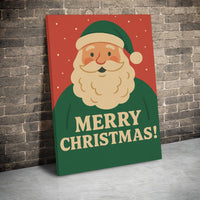 Merry Christmas Wall Canvas Decor, Retro Santa Claus Canvas Art, Vintage Holiday Canvas Print, Festive Winter Home Wall Art Decor