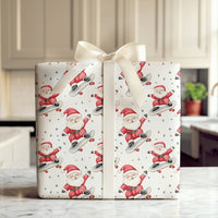 Cartoon Skater Santa Gift Wrap, Skateboarding Santa Snowflake Wrapping Paper, Whimsical Christmas Present Wrap, Fun Holiday Paper Roll