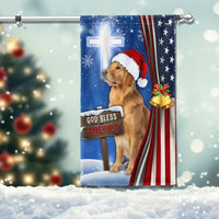 God Bless America Cross Yard Flag, Golden Retriever Christmas Garden Flag, Double-Sided Patriotic Holiday Lawn Flag