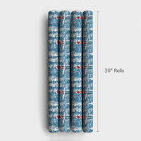 Coastal Tree Reflections Gift Wrap, Santa Paddleboarding Wrapping Paper, Watercolor SUP Christmas Paper, Unique Holiday Wrapping Paper Roll