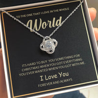Cubic Zirconia Pendant Necklace, Eternal Bond Love Knot Necklace, 14k White Gold Over Stainless Steel, Romantic Christmas Present for Her