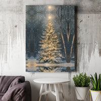 Winter Forest Christmas Wall Decor, Snowy Christmas Tree Canvas Art, Pine Tree Landscape Print, Christmas Art Digital Download