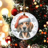 Adorable Dog Holiday Ceramic Keepsake, Beagle Santa Hat Christmas Ornament, Puppy Pet Tree Decoration, Dog Mom Xmas Tree Ornament Present