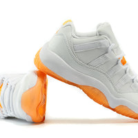 Low Top Sneakers, White Orange Colorway, Lace Up Design, Casual Gift for Sneaker Fans