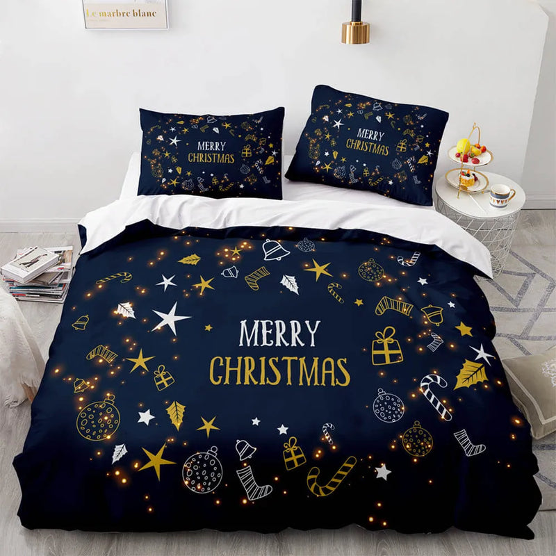 3D Holiday Bedding Set, Merry Christmas Duvet Cover Set, Winter Quilt Cover, Festive Xmas Comforter Cover, Holiday Home Decor Present