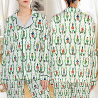 Christmas Nutcracker Pajama Set, Nutcracker Satin Pajamas, Festive Holiday Sleepwear Set, Winter Satin Pajamas, Womens Holiday Loungewear