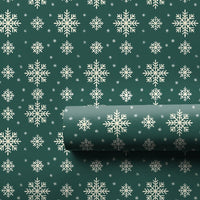 White Snowflakes Gift Wrap, Green Snowflake Wrapping Paper, Elegant Christmas Present Paper, Winter Holiday Wrapping Paper, Xmas Gift Wrap