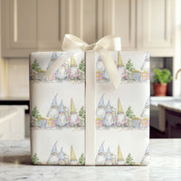 Watercolor Winter Holiday Gift Wrap, Christmas Gnome Wrapping Paper, Whimsical Nordic Gnomes Gift Wrapping Paper, Festive Xmas Present Wrap