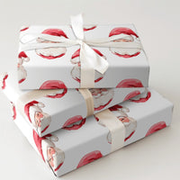 Adorable Smiling Santa Gift Wrap, Watercolor Santa Claus Wrapping Paper, Traditional Christmas Wrapping Paper, Festive Holiday Gift Wrap Roll