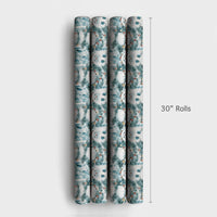 Abominable Snowman Holiday Gift Wrap, Yeti Santa Hat Christmas Wrapping Paper, Adorable Winter Lights Wrapping Paper, Whimsical Xmas Gift Wrap