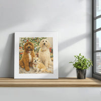 Festive Goldendoodle Pet Portrait, Doodle Dogs Christmas Square Canvas, Holiday Puppy Canvas Print, Winter Dog Lover Wall Art Decor