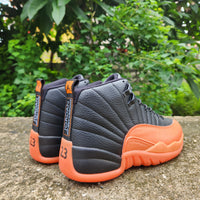 Sneakers, Black Orange Colorway, Lace Up Design, Casual Gift for Sneaker Fans