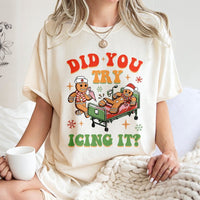 Humorous Medical Pun Holiday Shirt, Gingerbread Nurse Christmas T-Shirt, ICU Healthcare Worker Tee, Hospital Xmas Graphic Tee, Nurse Xmas Present
