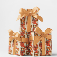 Adorable Dog Holiday Gift Wrap Roll, Santa Hat Basenji Christmas Wrapping Paper, Festive Puppy Present Paper, Dog Lover Xmas Wrapping Paper