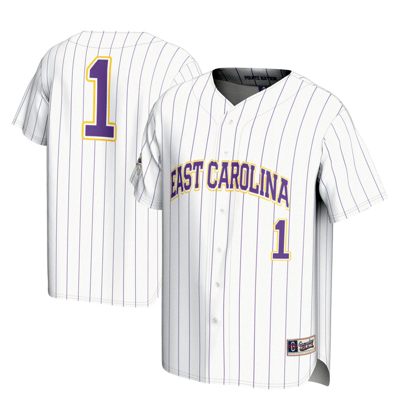 #1 ECU Pirates Lightweight Baseball Jersey - White