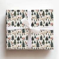 Winter Village Landscape Gift Wrap, Christmas Tree Farm Wrapping Paper, Painterly Holiday Wrapping Paper, Festive Market Gift Wrap Roll
