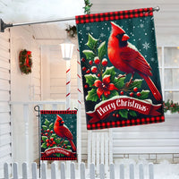 Double-Sided Winter Holiday Yard Flag, Cardinal Bird Merry Christmas Garden Flag, Red Bird Festive Lawn Flag