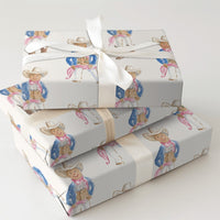 Western Holiday Gift Wrap, Gingerbread Cowboy Wrapping Paper, Watercolor Christmas Wrapping Paper, Country Cowboy Gift Wrap Roll