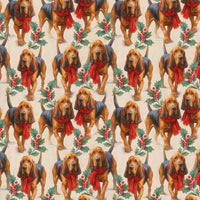 Holly Scarf Dog Gift Wrap Paper, Bloodhound Christmas Wrapping Paper, Festive Holiday Wrapping Paper Roll, Dog Lover Xmas Gift Wrap
