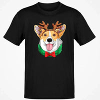 Holiday Dog Lover T-Shirt, Corgi Christmas Reindeer Antlers Shirt, Adorable Xmas Puppy Graphic Tee, Festive Corgi Shirt, Winter Holiday Present