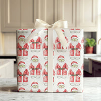 Humorous Cucumber Mask Gift Wrap, Spa Santa Christmas Wrapping Paper, Relaxing Santa Holiday Paper, Self-Care Humor Present Wrapping Paper